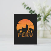 Retro Lama Peru Cactus Zonsondergang Briefkaart (Staand voorkant)