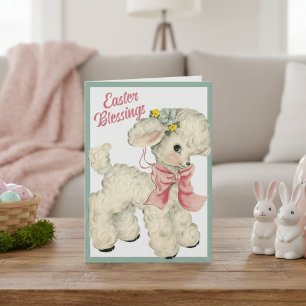  Retro Lamb Cute Easter Blessenaar, aangepast Feestdagen Kaart