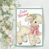  Retro Lamb Cute Easter Blessenaar, aangepast Feestdagen Kaart