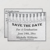 Retro lamp Bewaar de datum Aankondigingskaart (Voorkant / Achterkant)