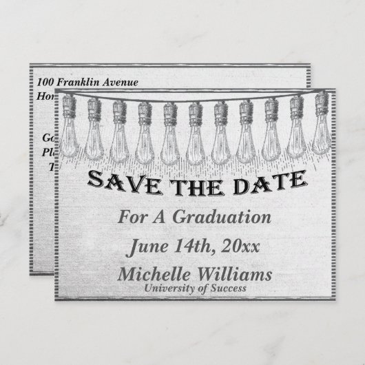 Retro lamp Bewaar de datum Aankondigingskaart (Voorkant / Achterkant)