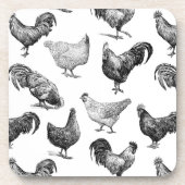 Retro Land Boerderij Kippatroon Bier Onderzetter (Voorkant)