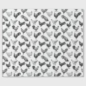 Retro Land Boerderij Kippatroon Cadeaupapier (Vlak)