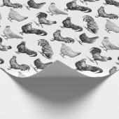 Retro Land Boerderij Kippatroon Cadeaupapier (Hoek)