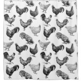 Retro Land Boerderij Kippatroon Douchegordijn (Voorkant)