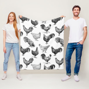 Retro Land Boerderij Kippatroon Fleece Deken