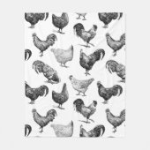 Retro Land Boerderij Kippatroon Fleece Deken (Voorkant)