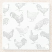 Retro Land Boerderij Kippatroon Glazen Onderzetter (Achterkant)