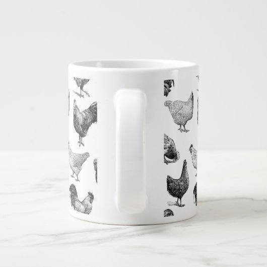 Retro Land Boerderij Kippatroon Grote Koffiekop (Achterkant)