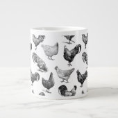 Retro Land Boerderij Kippatroon Grote Koffiekop (Voorkant)