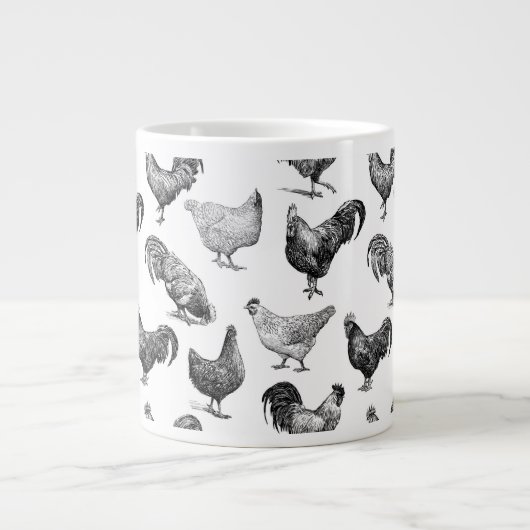 Retro Land Boerderij Kippatroon Grote Koffiekop (Voorkant)