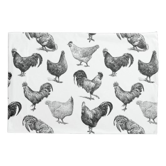 Retro Land Boerderij Kippatroon Kussensloop (Achterkant-Links)