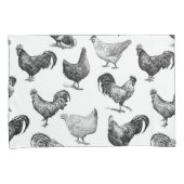 Retro Land Boerderij Kippatroon Kussensloop (Voorkant-Rechts)