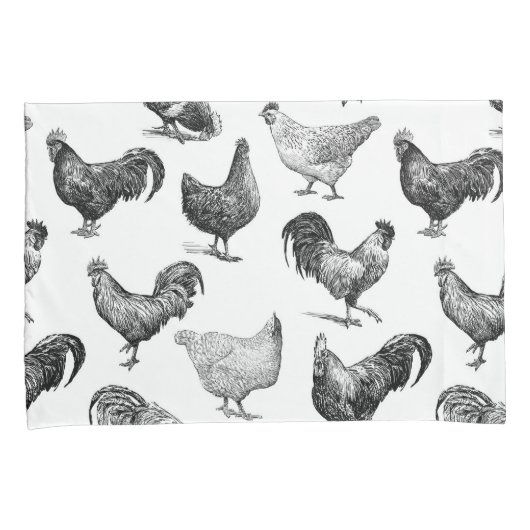 Retro Land Boerderij Kippatroon Kussensloop (Voorkant-Rechts)