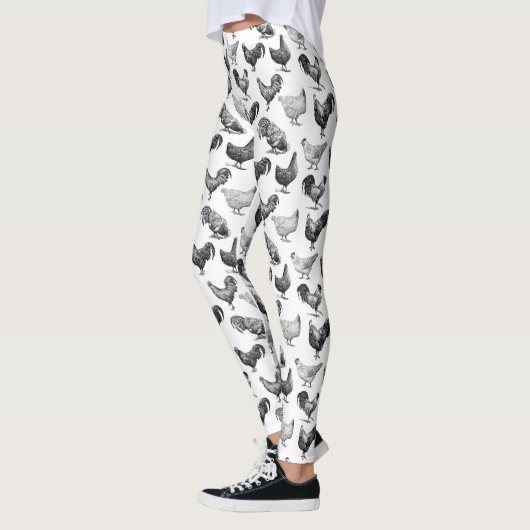 Retro Land Boerderij Kippatroon Leggings (Links)
