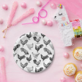 Retro Land Boerderij Kippatroon Papieren Bordje (Feest)