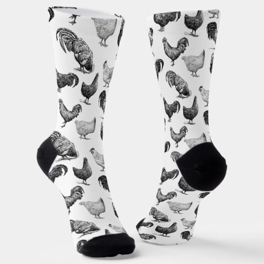 Retro Land Boerderij Kippatroon Sokken (Gebogen)