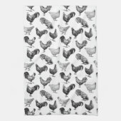 Retro Land Boerderij Kippatroon Theedoek (Verticaal)