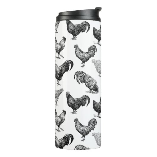 Retro Land Boerderij Kippatroon Thermosbeker (Gedraaid links)