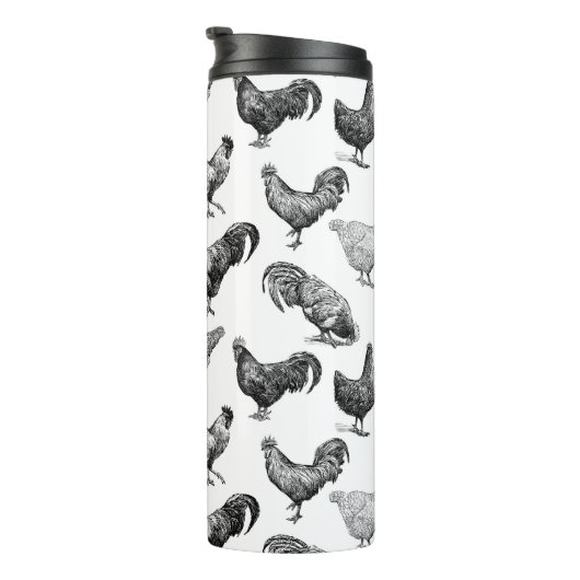 Retro Land Boerderij Kippatroon Thermosbeker (Geroteerd rechts)