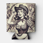 Retro Land Meisje Illustratie Blikjeskoeler (Voorkant)