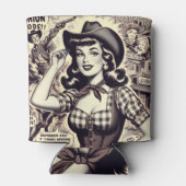 Retro Land Meisje Illustratie Blikjeskoeler (Achterkant)