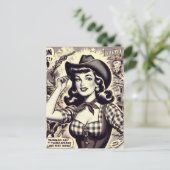 Retro Land Meisje Illustratie Briefkaart (Staand voorkant)