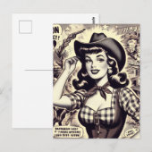 Retro Land Meisje Illustratie Briefkaart (Voorkant / Achterkant)