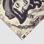 Retro Land Meisje Illustratie Tissuepapier (Detail)