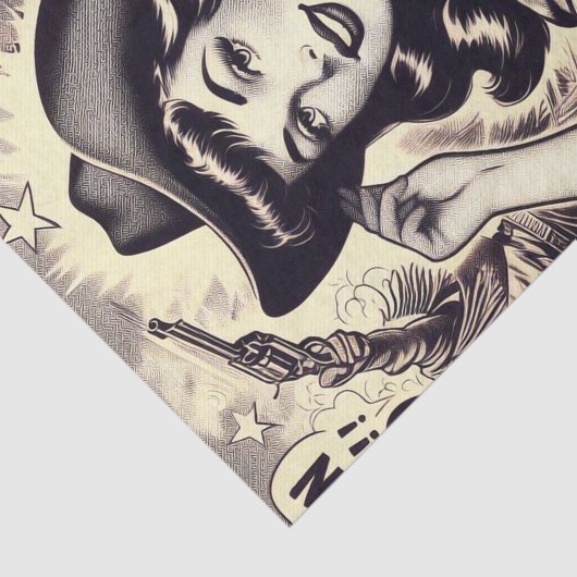 Retro Land Meisje Illustratie Tissuepapier (Detail)