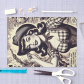 Retro Land Meisje Illustratie Tissuepapier (Craft)