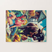 Retro landelijk paar illustratie legpuzzel (Horizontaal)