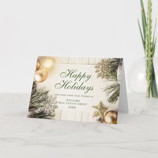 Retro Landelijke Kerst Ornament Bedrijfs Groet Feestdagen Kaart (Voorkant)