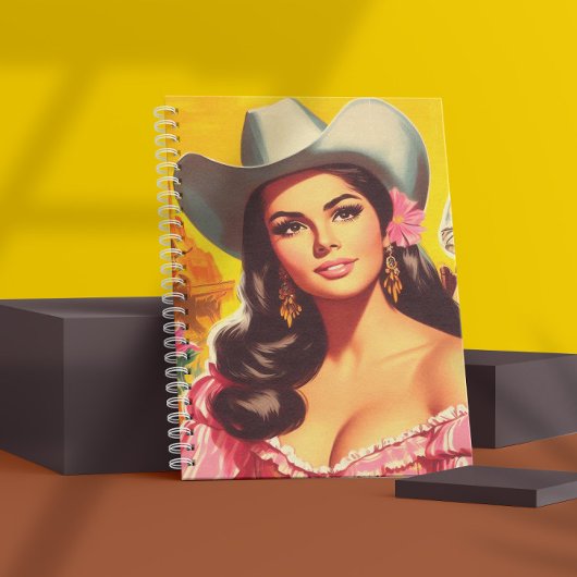 Retro landelijke vrouw notitieboek