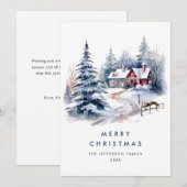 Retro Landhuis Kerstboom Feestdagenkaart (Voorkant / Achterkant)