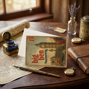 Retro landschap vintage reis engeland big ben briefkaart