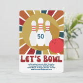 Retro Lanes Bowlingfeest Kaart (Staand voorkant)