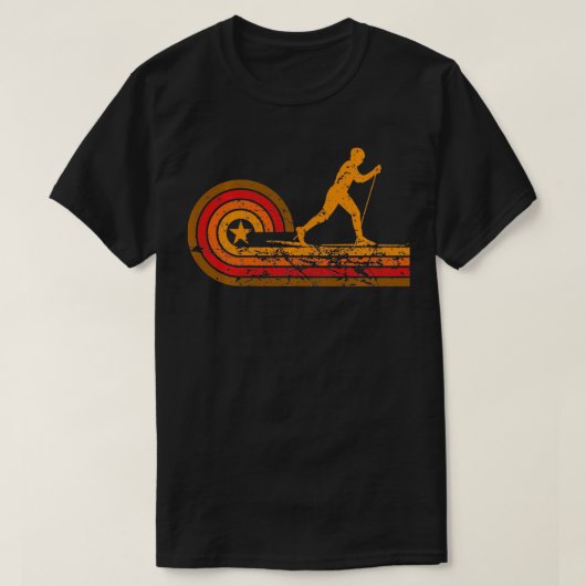 Retro langlaufer skiën t-shirt (Design voorkant)