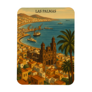 Retro Las Palmas Gran Canaria City Uitzicht Magneet