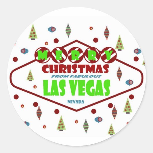 Retro Las Vegas Christma Sticker (Voorkant)