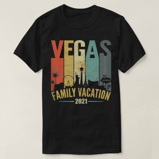 Retro  Las Vegas Family Vacation 2021 T-shirt (Design voorkant)