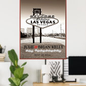 Retro Las Vegas Huwelijks Gastboek Poster (Thuiskantoor)