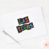 Retro Las Vegas Neon Ronde Sticker (Envelop)