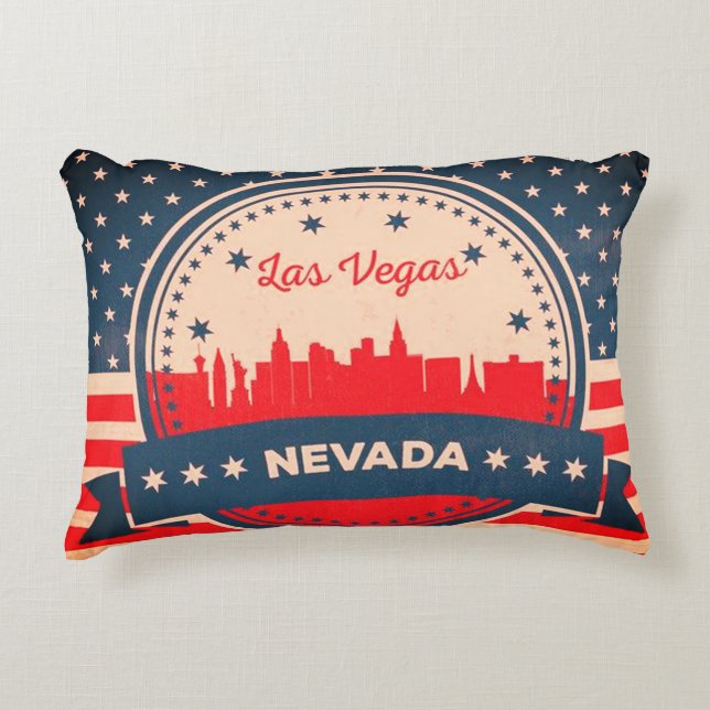 Retro Las Vegas Nevada Skyline Decoratief Kussen (Voorkant)