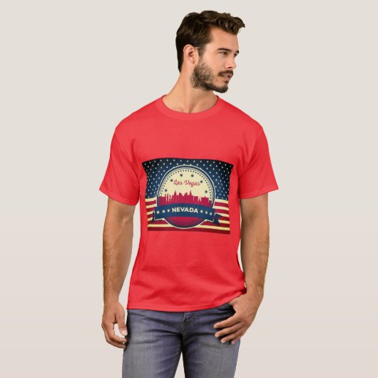 Retro Las Vegas Nevada Skyline T-shirt (Voorkant volledig)