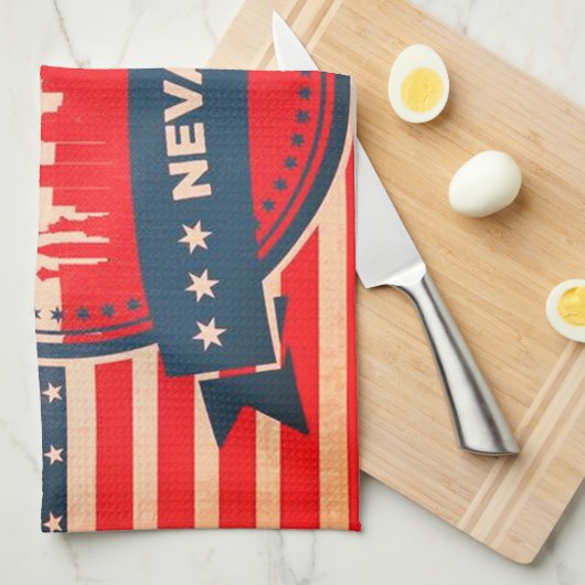 Retro Las Vegas Nevada Skyline Theedoek (Quarter Fold)