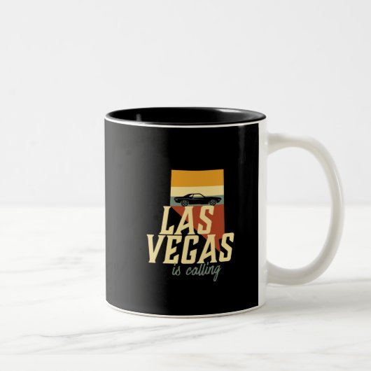 Retro Las Vegas Nevada USA City Map Tweekleurige Koffiemok (Rechts)