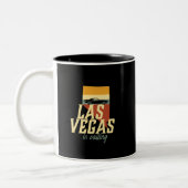 Retro Las Vegas Nevada USA City Map Tweekleurige Koffiemok (Links)