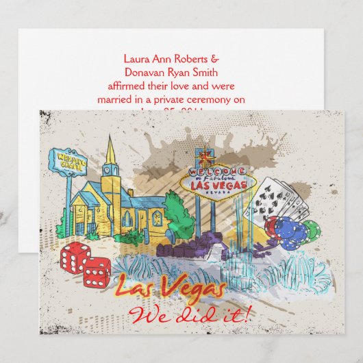 Retro Las Vegas Ontvangst Only Kaart (Voorkant / Achterkant)