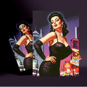 Retro Las Vegas Pin-up Briefkaart
